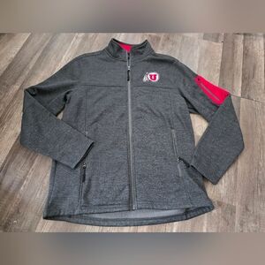 Mens UTAH Gray Jacket with Red Accents ZIP NFL FOOTBALL COLLEGE PREP M